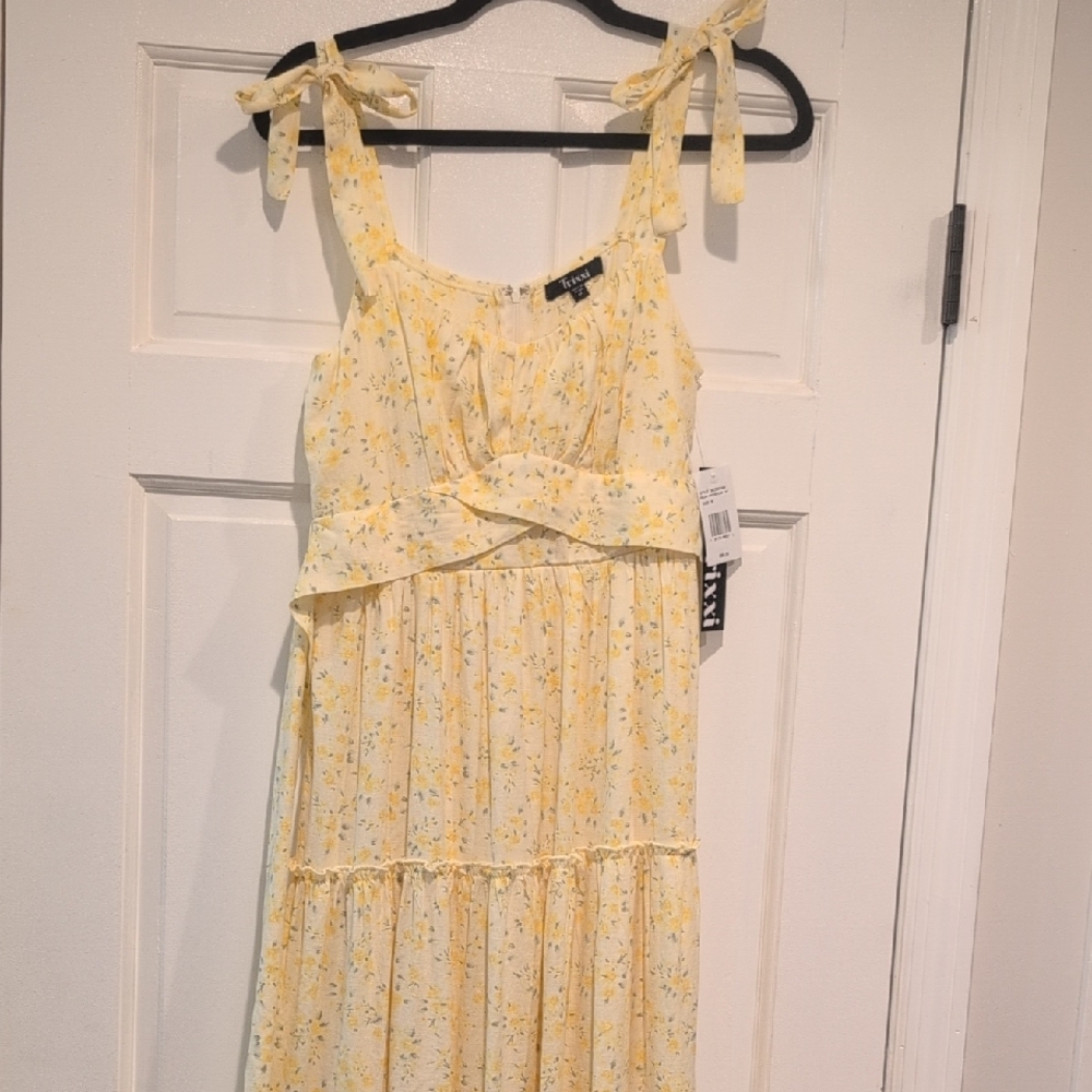 Trixxi White Floral Dress with Yellow Accents